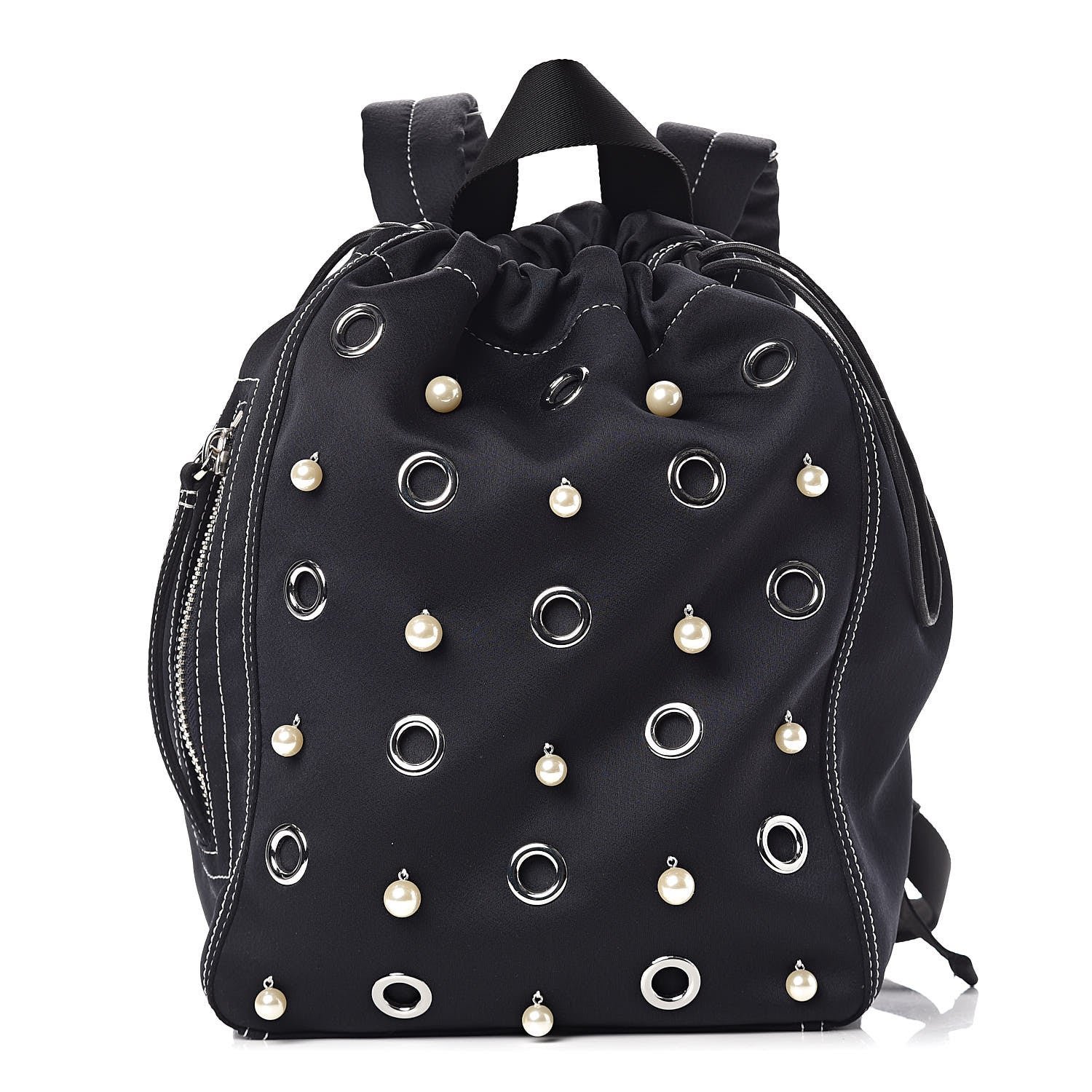 3.1 Phillip Lim 3.1 Satin Faux Pearl Eyelet Go Go Backpack Phantom Blue 1 of 10