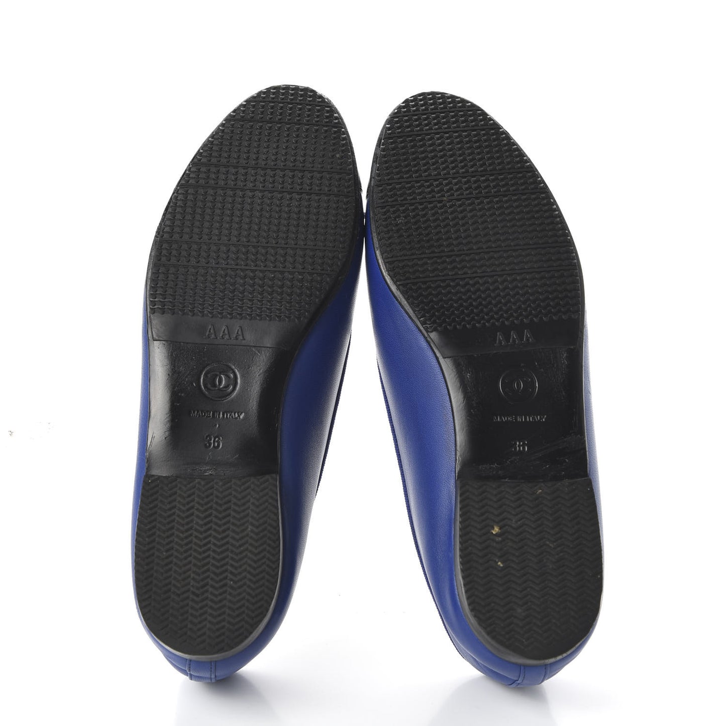 Lambskin CC Cap Toe Ballerina Flats 36 Blue Black