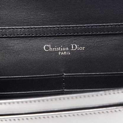 Christian Dior Metallic Patent Micro-Cannage Diorama Wallet on Chain Pouch Silver 5 of 8