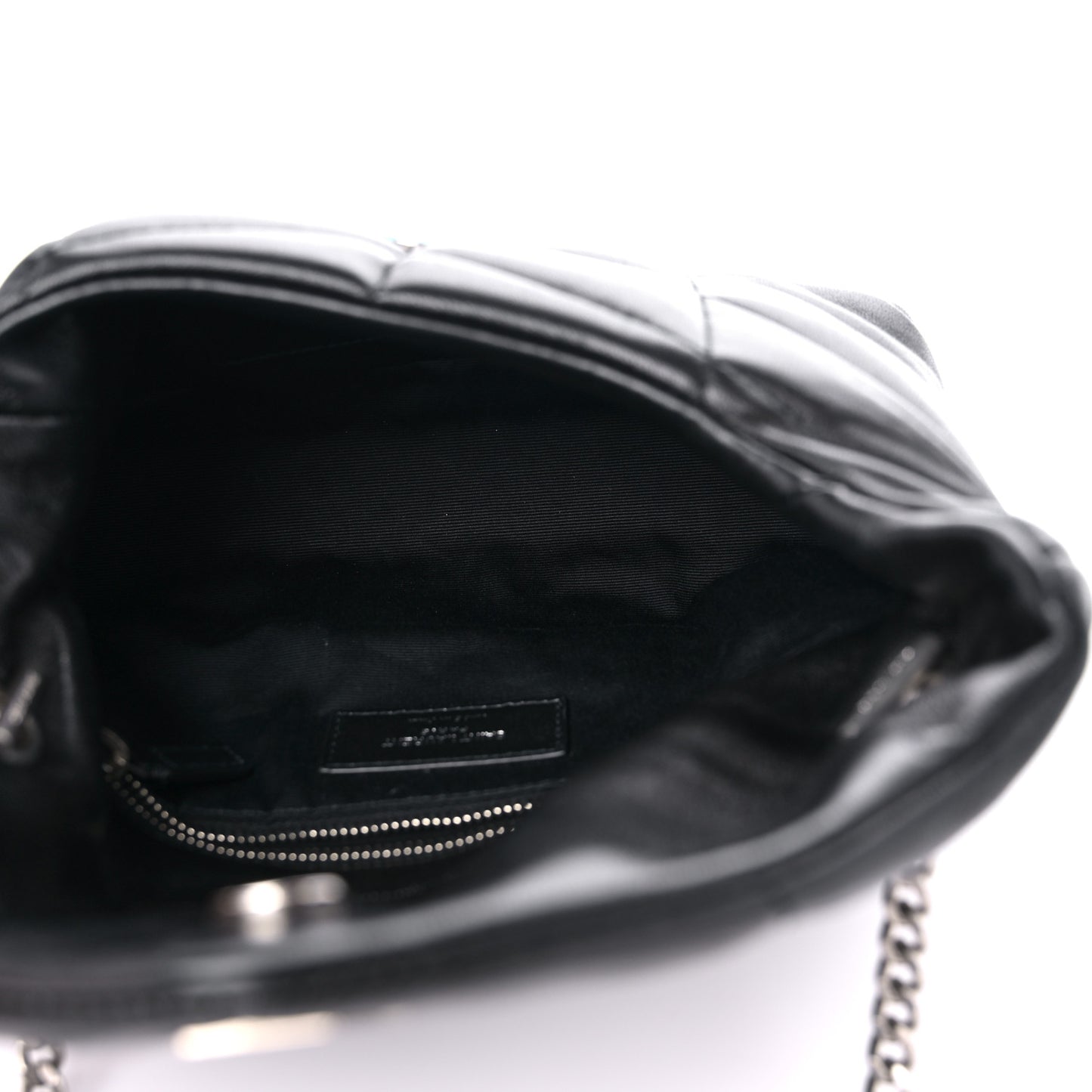 Lambskin Quilted Toy Loulou Puffer Monogram Chain Satchel Black