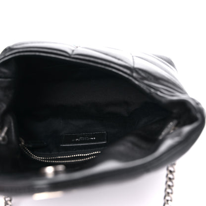 Saint Laurent Lambskin Quilted Toy Loulou Puffer Monogram Chain Satchel Black 5 of 10