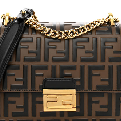 Fendi Vitello Liberty Bi-Color FF 1974 Embossed Small Kan U Shoulder Bag Maya Black 5 of 9
