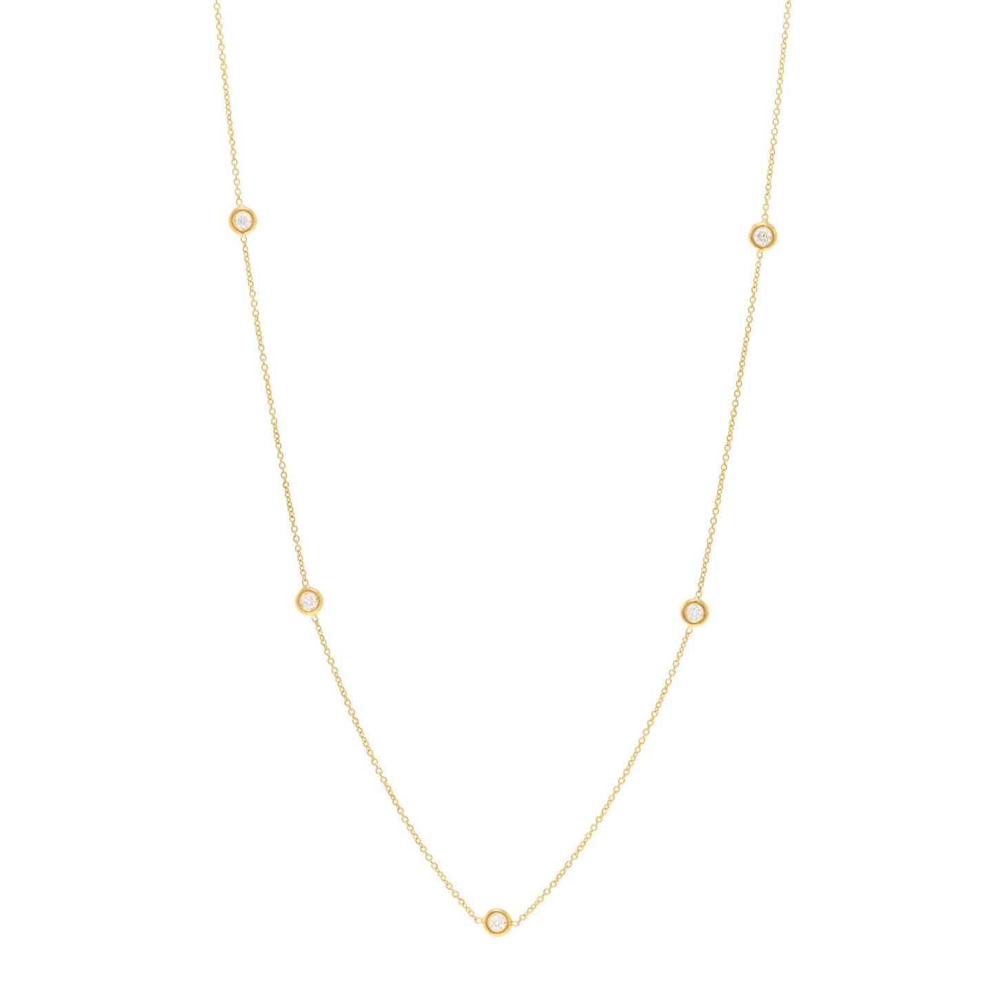 18K Yellow Gold Diamond .25ct Diamonds By The Inch Five Station Necklace
