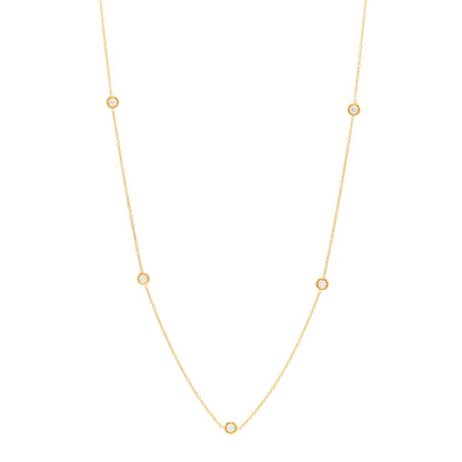 Roberto Coin 18K Yellow Gold Diamond .25ct Diamonds By The Inch Five Station Necklace 1 of 4