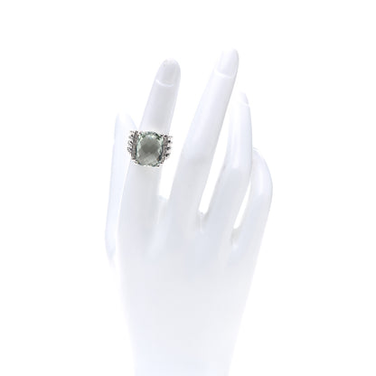 David Yurman Sterling Silver Diamond Prasiolite 16mm Wheaton Ring 52 6 2 of 5