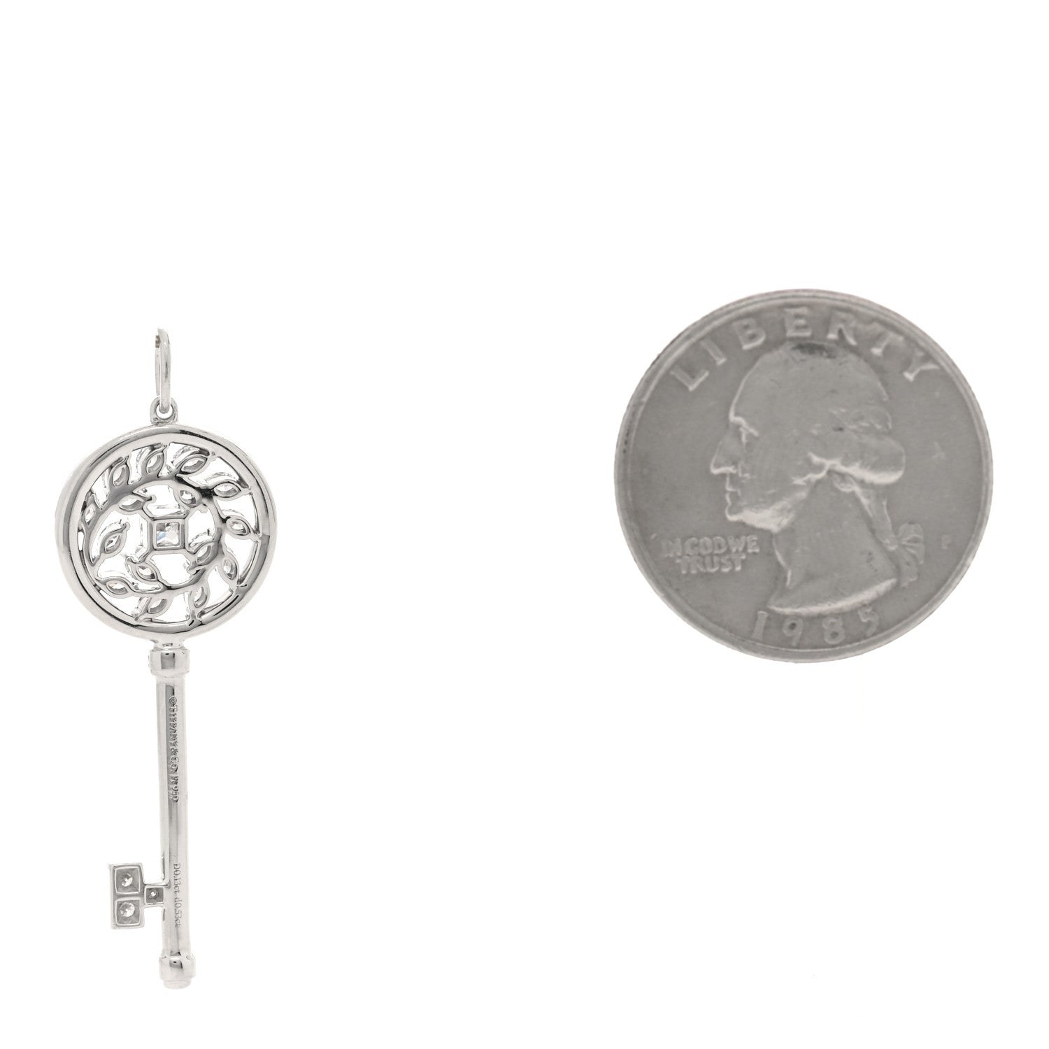 Tiffany Platinum Diamond Victoria Vine Key Pendant 2 of 4