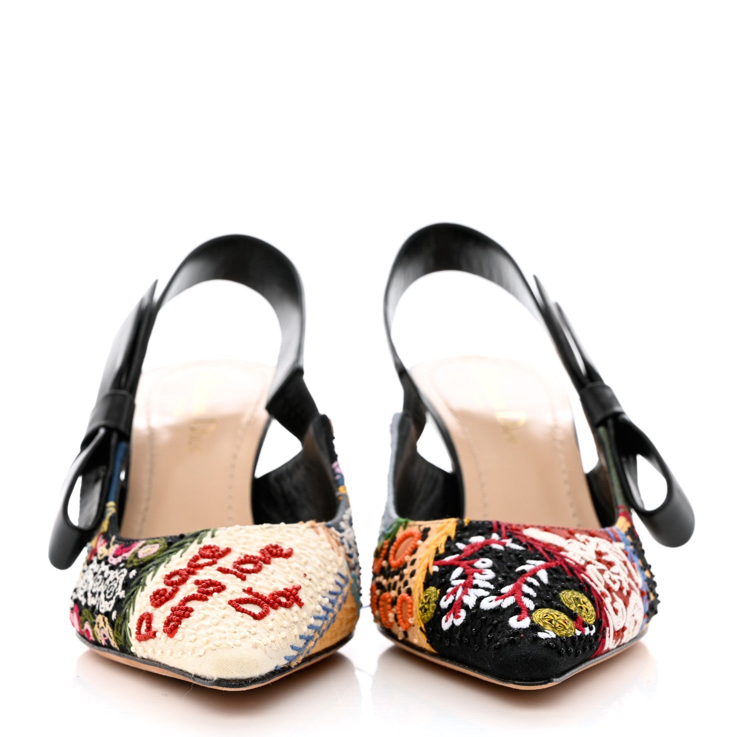 Christian Dior Embroidered Calfskin Beaded Sweet D Sling-Back Pumps 37.5 Multicolor 2 of 12