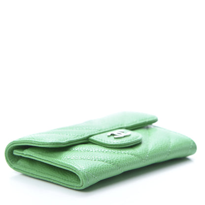 Chanel Caviar Chevron Quilted Flap Card Holder Green 4 of 9