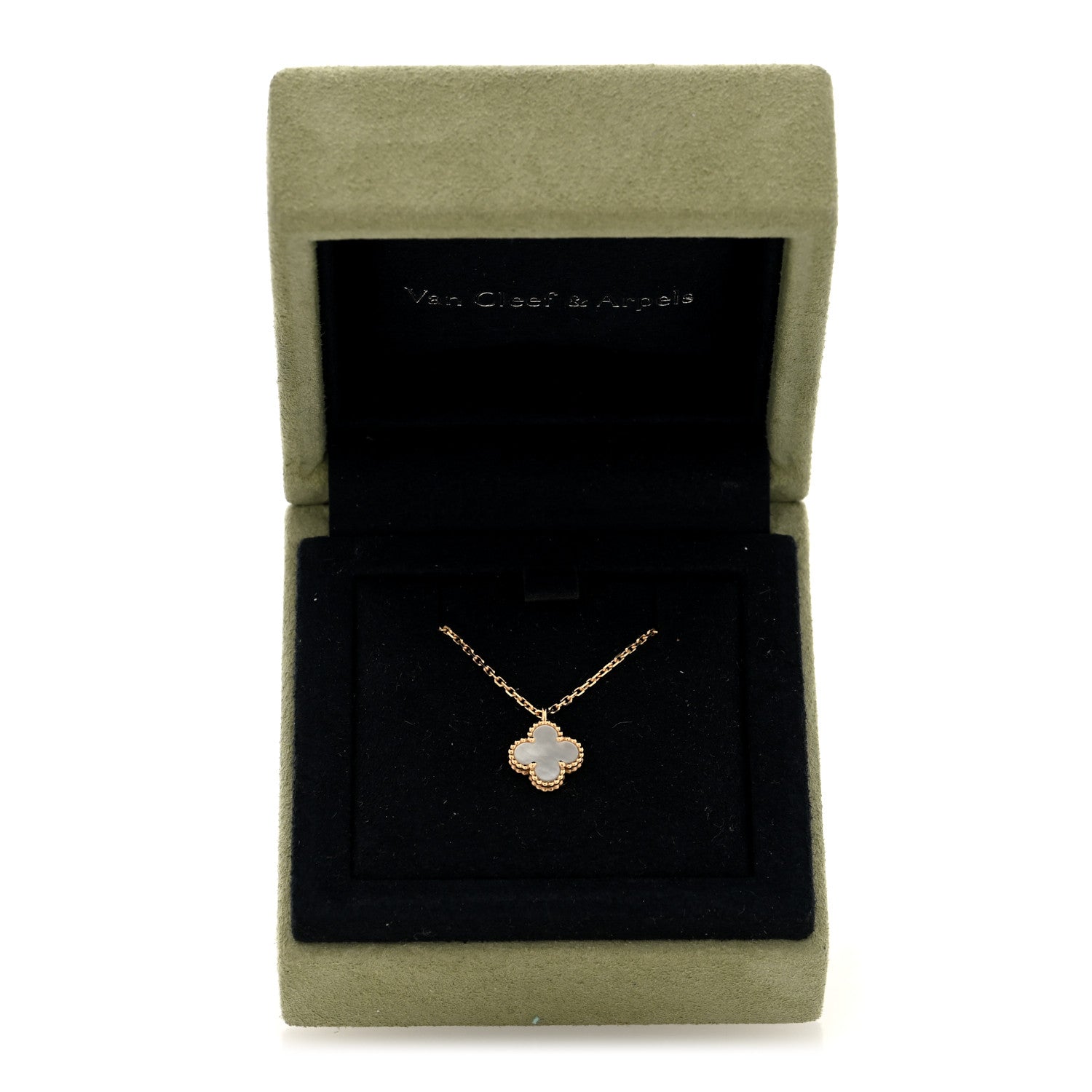 Van Cleef & Arpels 18K Yellow Gold Mother of Pearl Sweet Alhambra Pendant Necklace 5 of 5