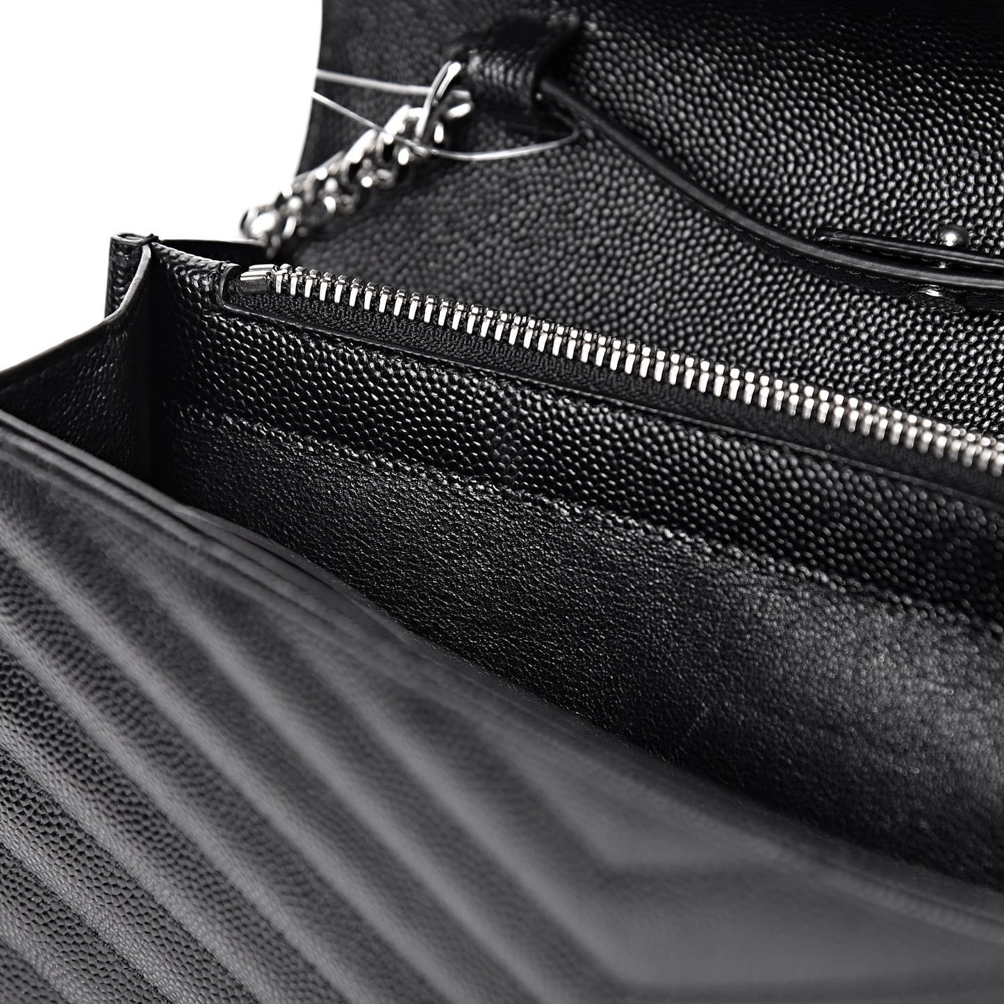 Grain De Poudre Matelasse Chevron Monogram Chain Wallet Black