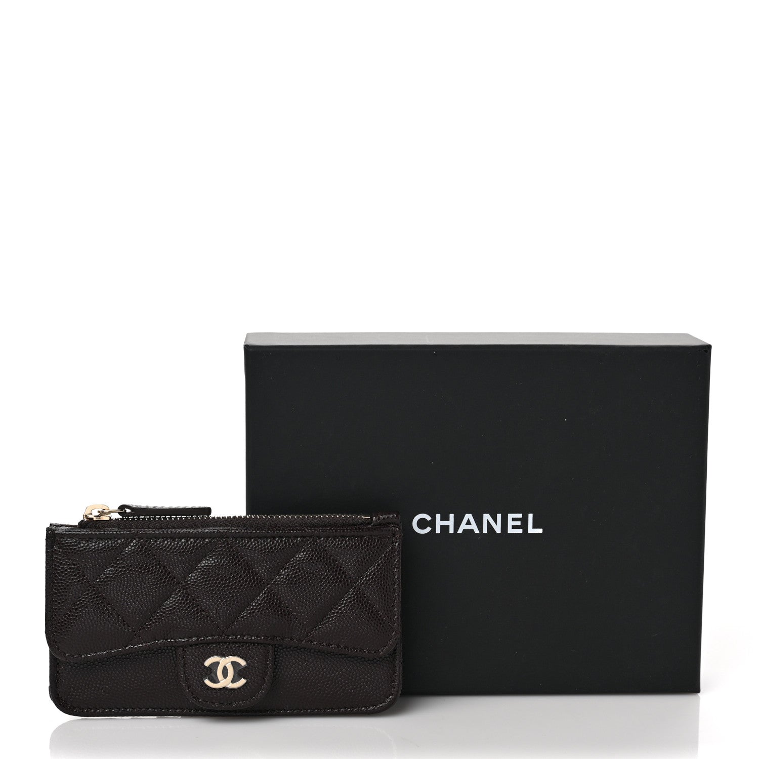 Chanel Caviar Quilted Flap Zip Card Holder Dark Brown 8 of 8