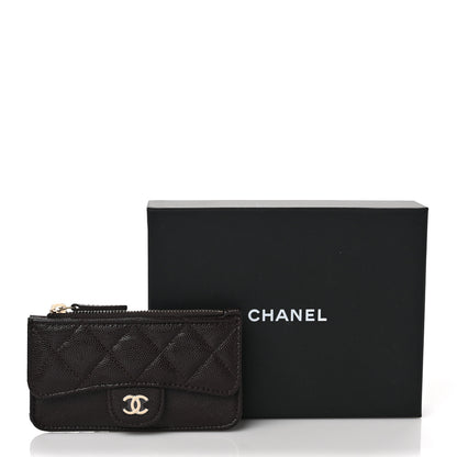 Chanel Caviar Quilted Flap Zip Card Holder Dark Brown 8 of 8