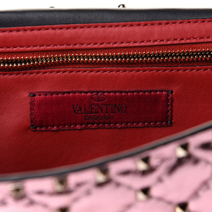 Valentino Garavani Metallic Wrinkled Lambskin Rockstud Spike Wallet on Chain Lipstick 5 of 8