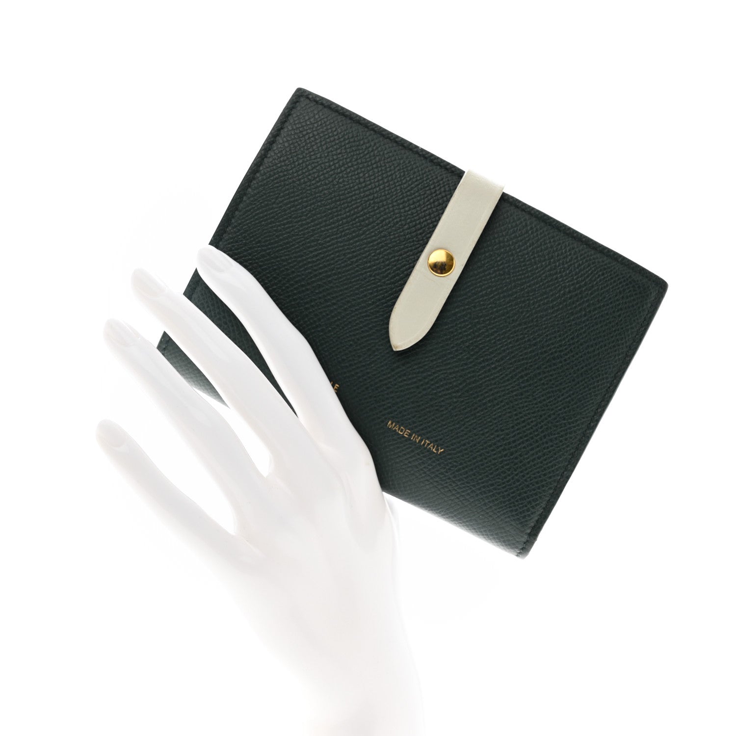 Celine Grained Calfskin Small Multifunction Strap Wallet Dark Green 2 of 8