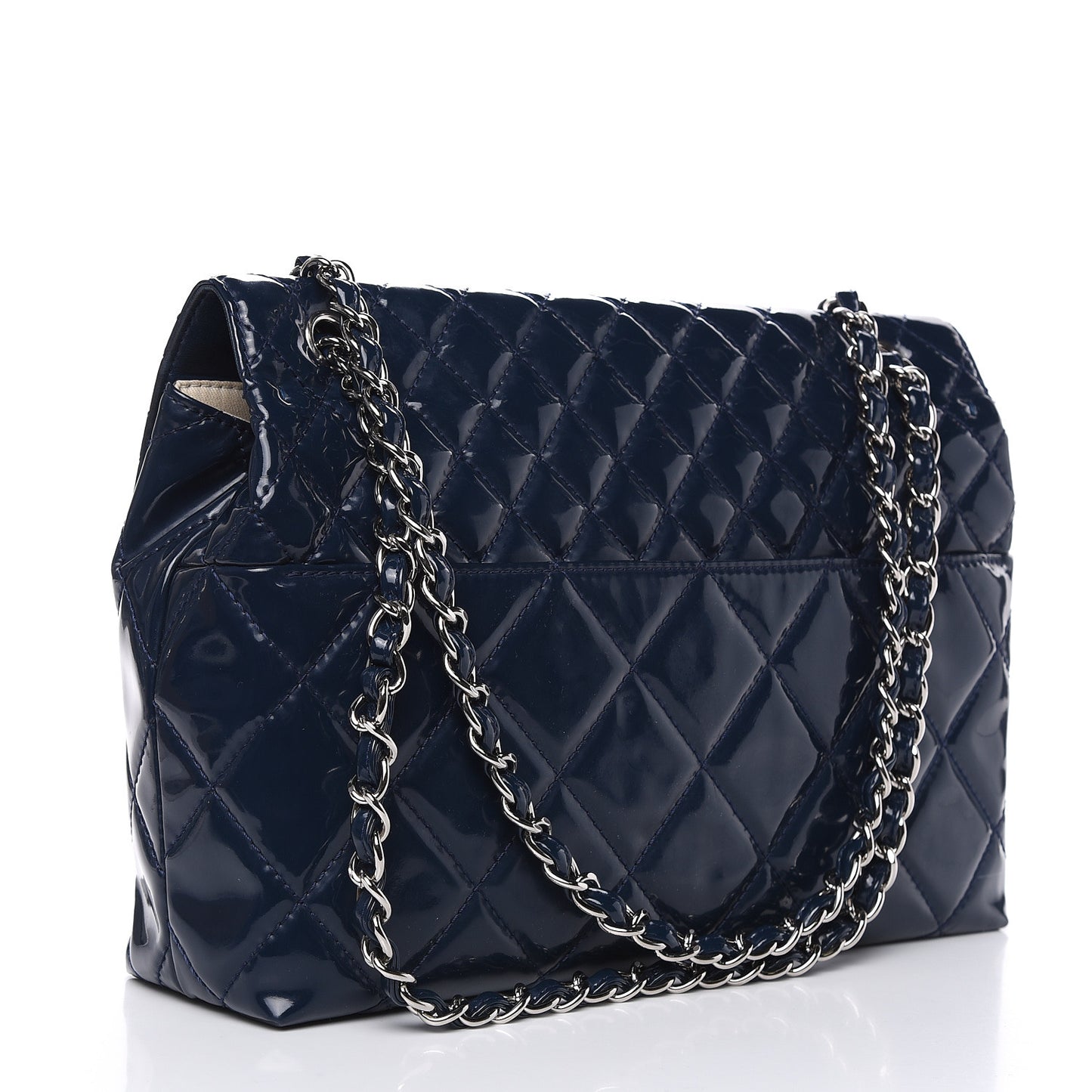 Vinyl Quilted In the Business Flap Bag Navy Blue