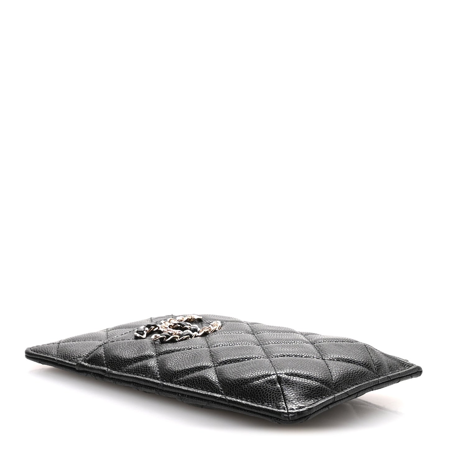 Caviar Quilted French New Wave Flat Wallet Pouch Black