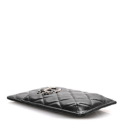Chanel Caviar Quilted French New Wave Flat Wallet Pouch Black 4 of 8
