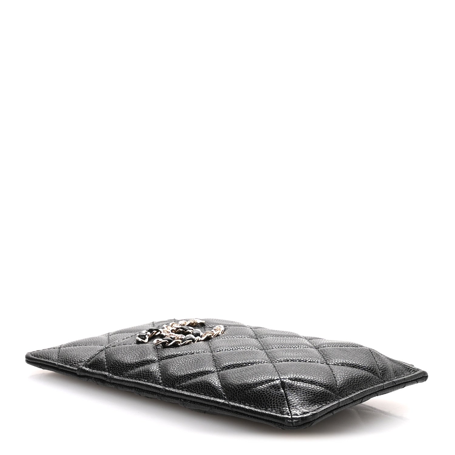 Chanel Caviar Quilted French New Wave Flat Wallet Pouch Black 4 of 8