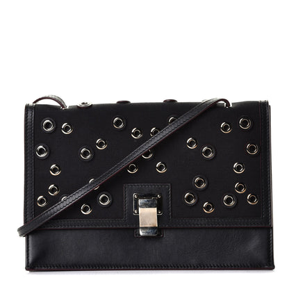 Proenza Schouler Canvas Calfskin Grommet Small Lunch Bag Clutch Black 1 of 5