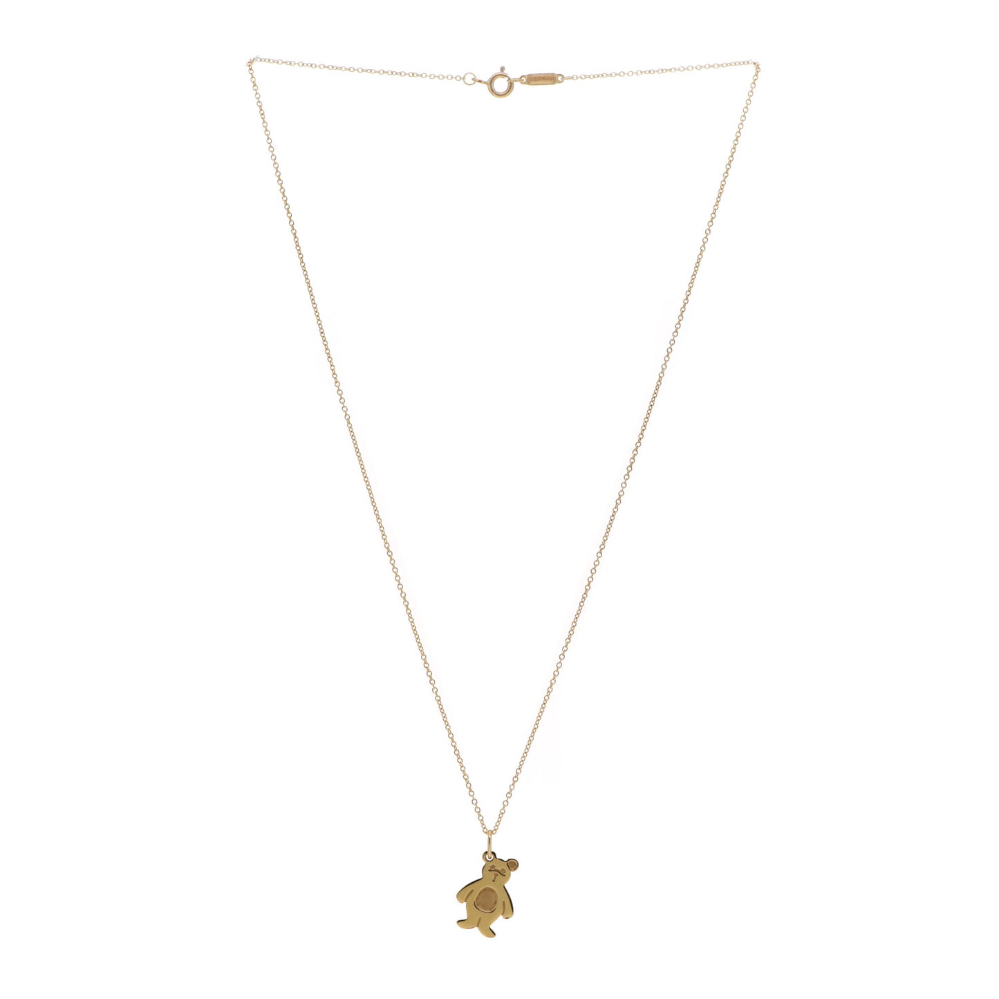 18K Yellow Gold Bear Hug Charm Necklace