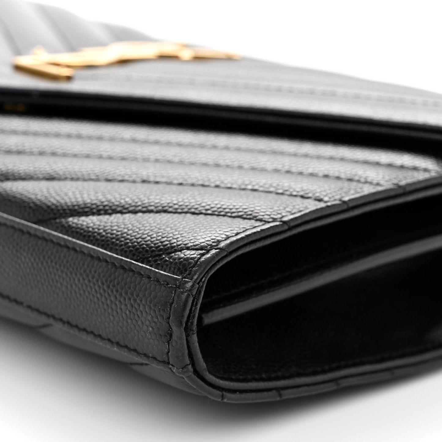 Grain De Poudre Matelasse Chevron Monogram Chain Wallet Black