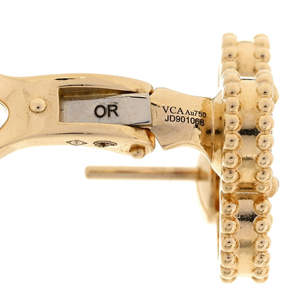 Van Cleef & Arpels 18K Yellow Gold Mother of Pearl Vintage Alhambra Earrings 4 of 5