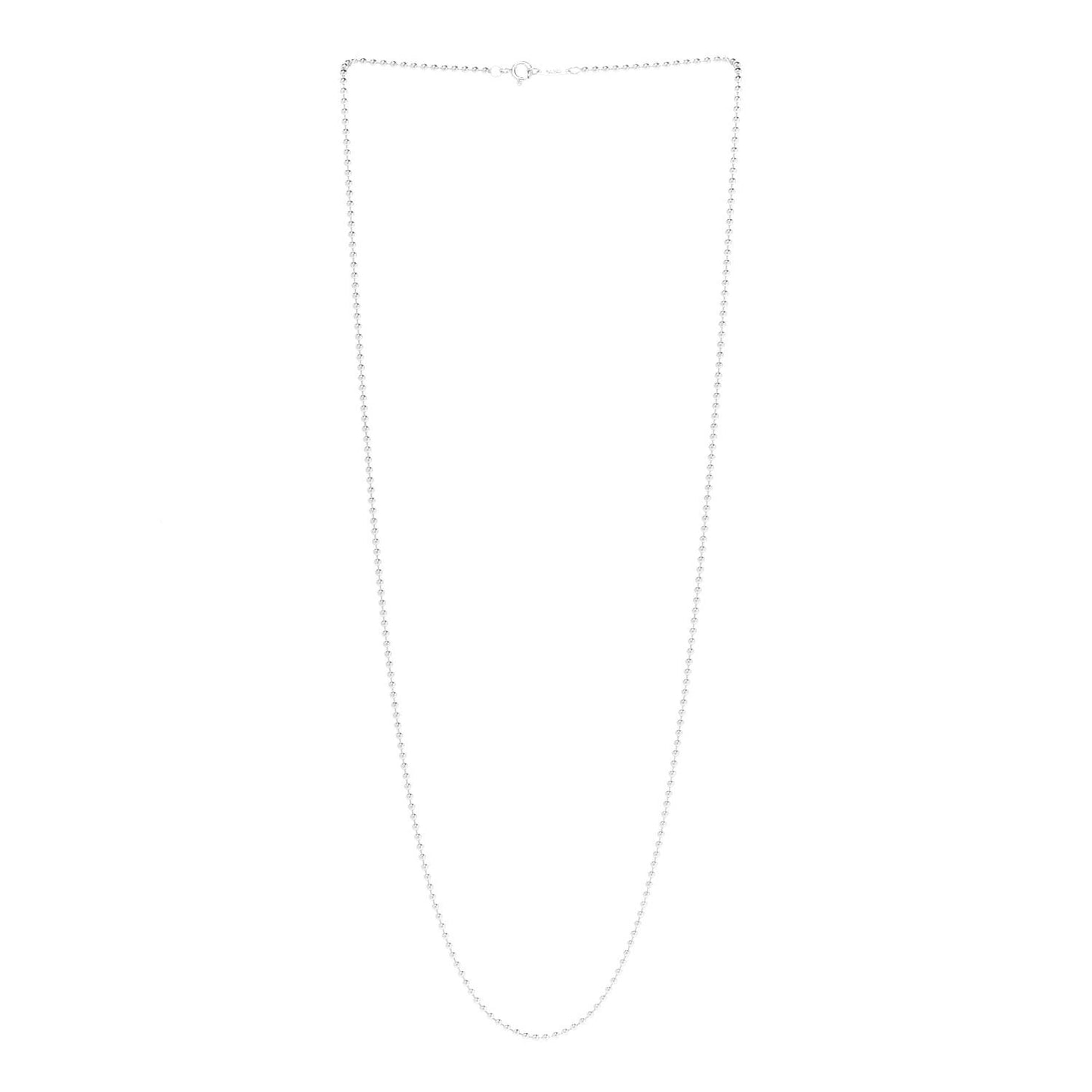 Sterling Silver 2mm Beaded Chain Necklace 24"
