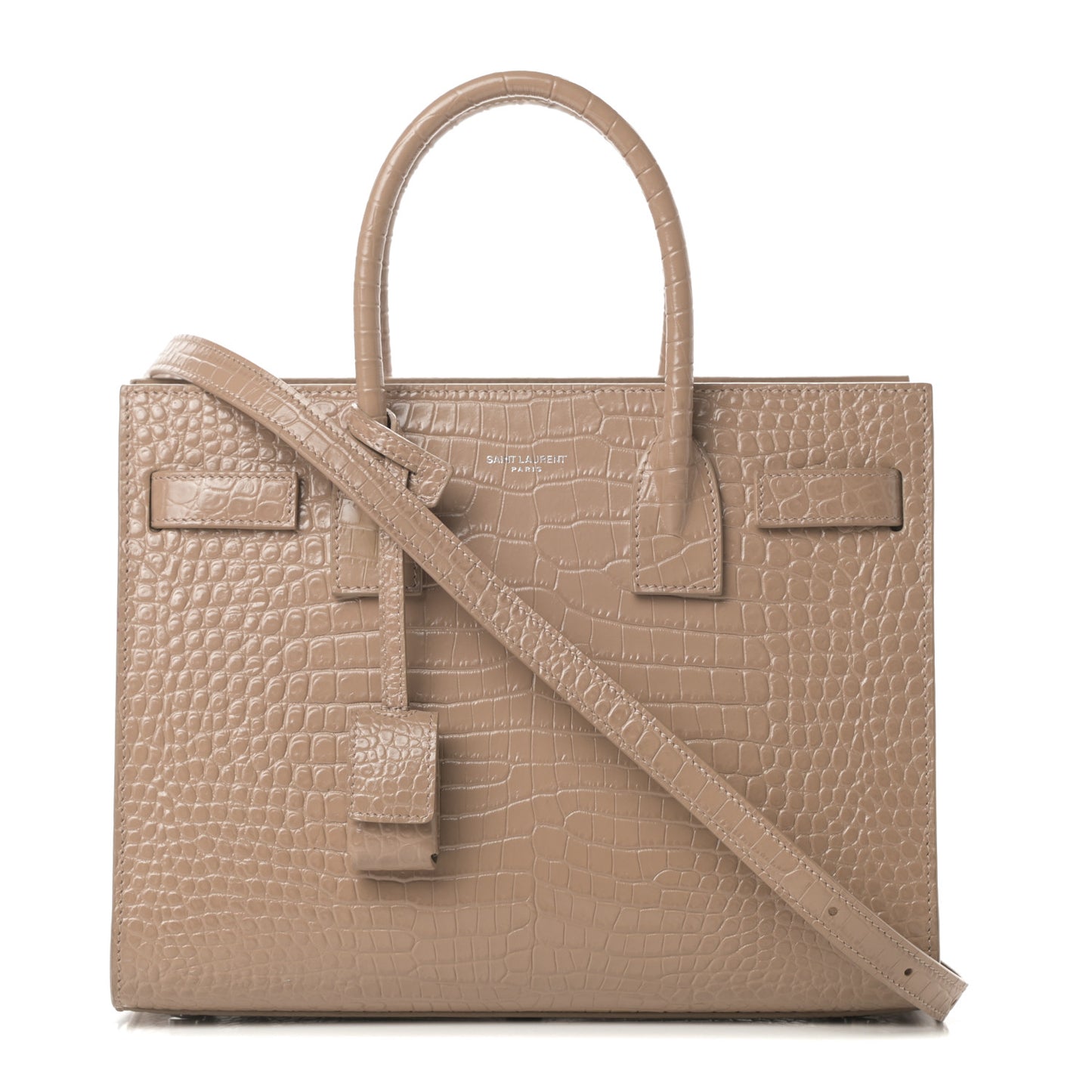 Calfskin Crocodile Embossed Baby Sac De Jour Brown