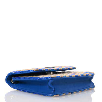 Chanel Raffia Jute Striped Belt Bag Blue Beige 4 of 14