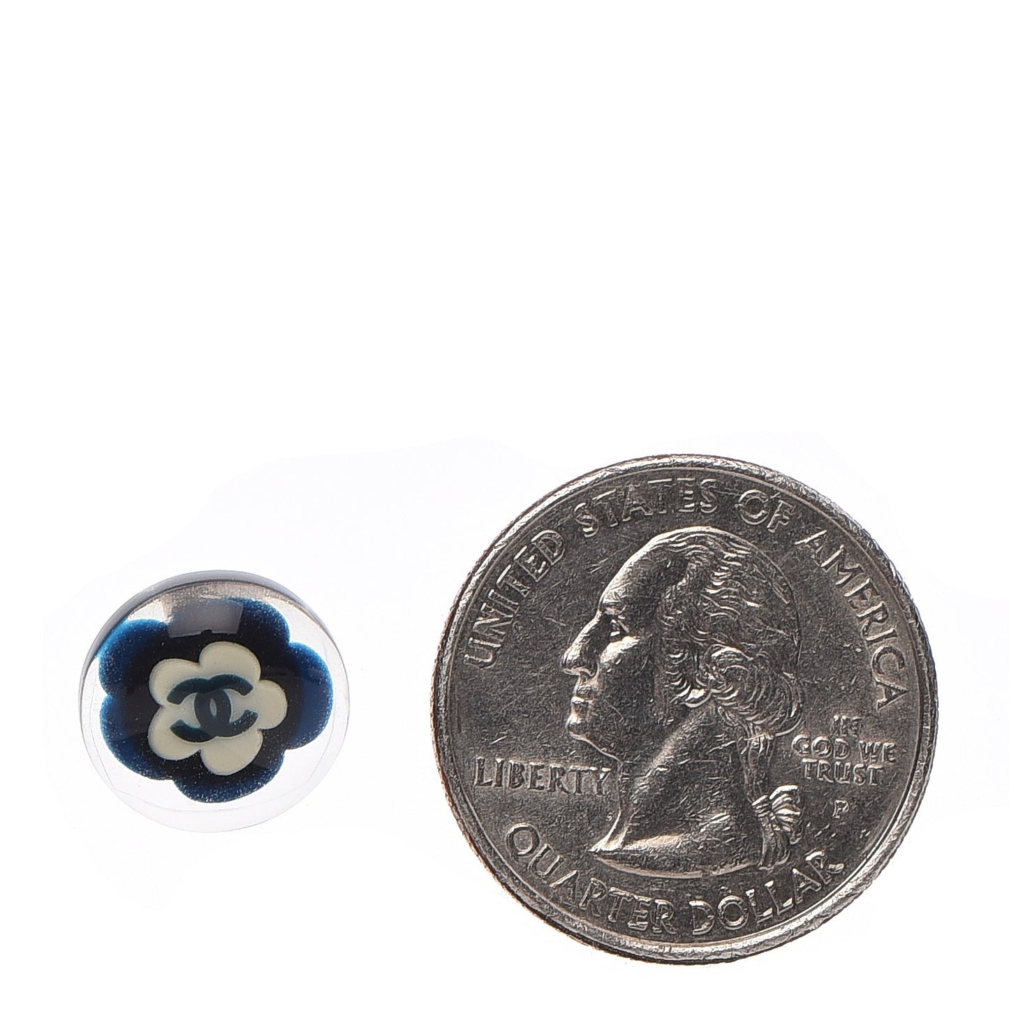 Resin Camellia CC Earrings Navy