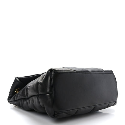 Saint Laurent Lambskin Quilted Tri-Metal Medium Loulou Puffer Monogram Chain Satchel Black 4 of 9
