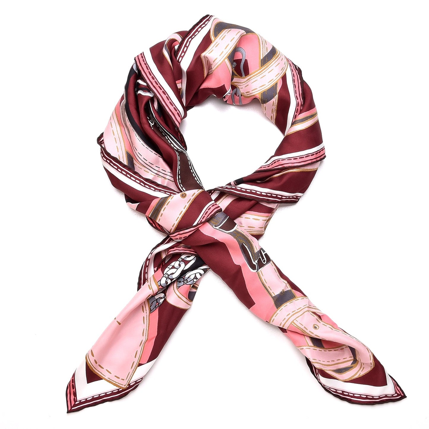 Silk Square Handle Me Scarf Burgundy