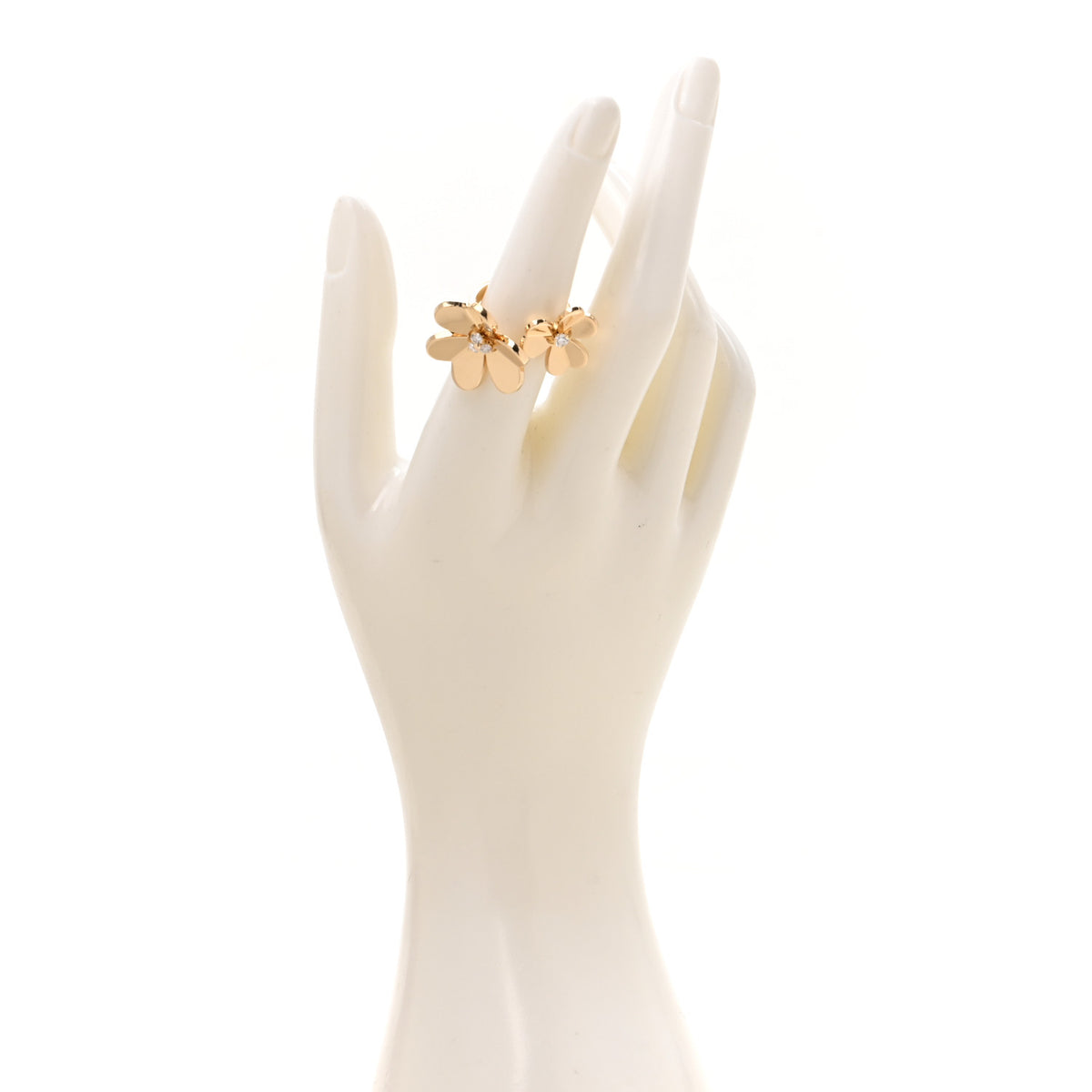 18K Yellow Gold Diamond Frivole Between The Finger Ring 53 6.25