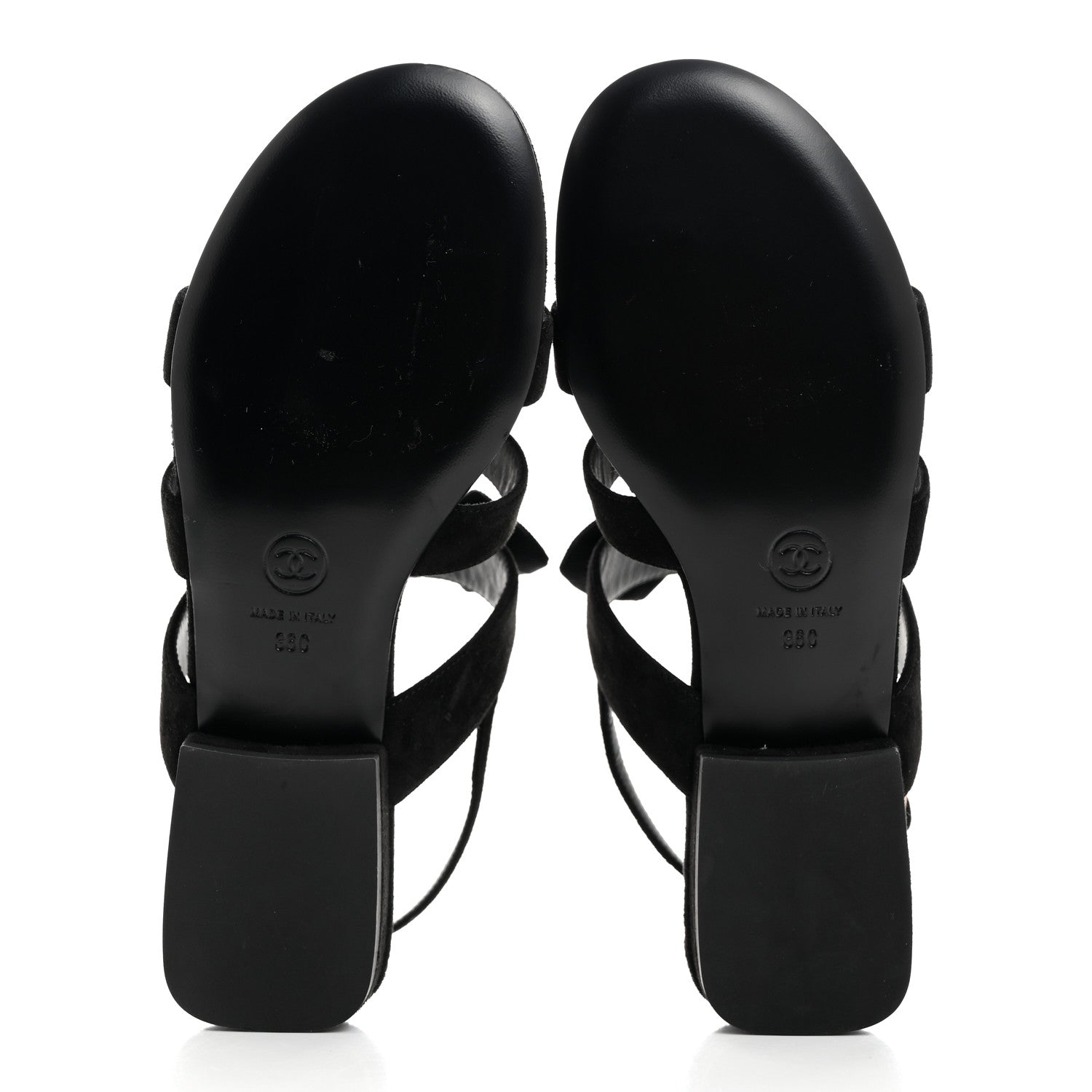 Chanel Grosgrain Chain CC Logo Bow Sandals 36 Black 5 of 9