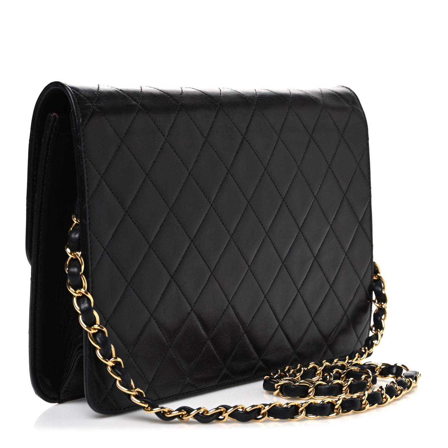 Lambskin Quilted Medium Single Flap Black