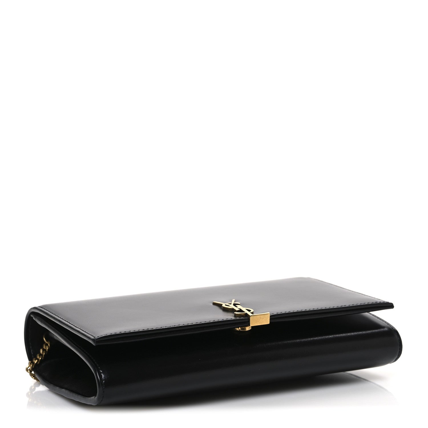 Saint Laurent Glossy Calfskin Monogram Chain Wallet Black 4 of 10