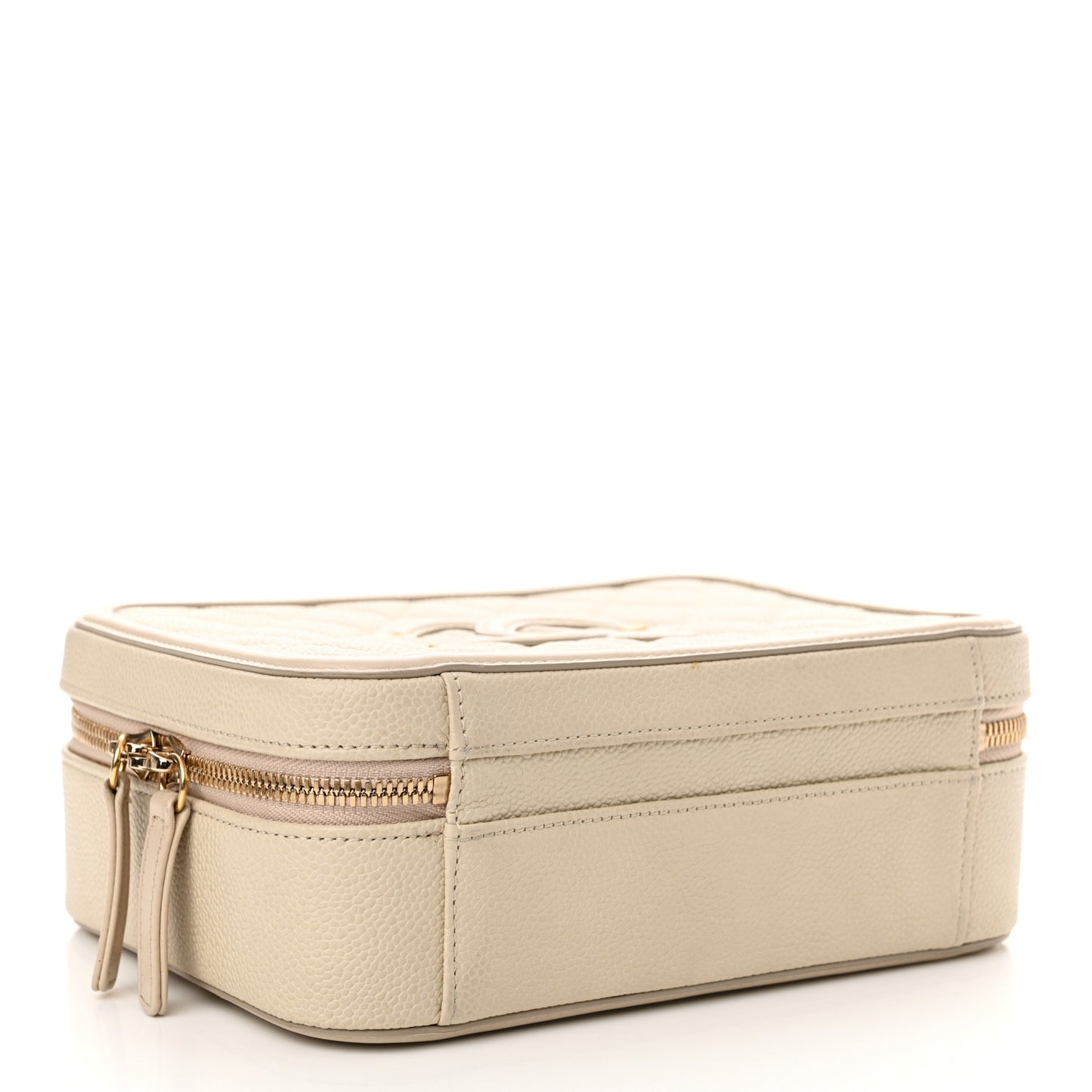 Caviar Quilted Medium CC Filigree Vanity Case Light Beige