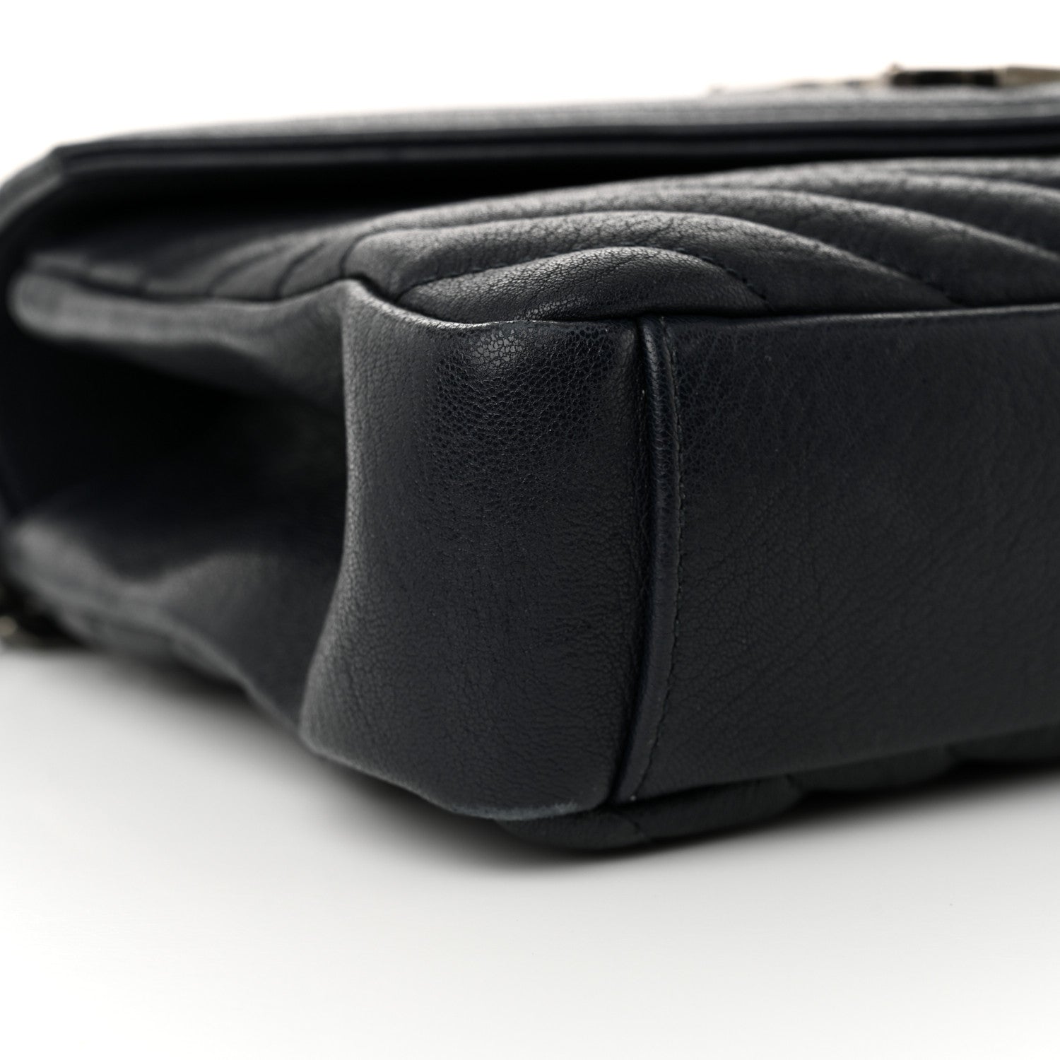 Saint Laurent Sheepskin Matelasse Chevron Monogram Medium College Bag Navy 9 of 12