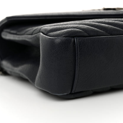 Saint Laurent Sheepskin Matelasse Chevron Monogram Medium College Bag Navy 9 of 12