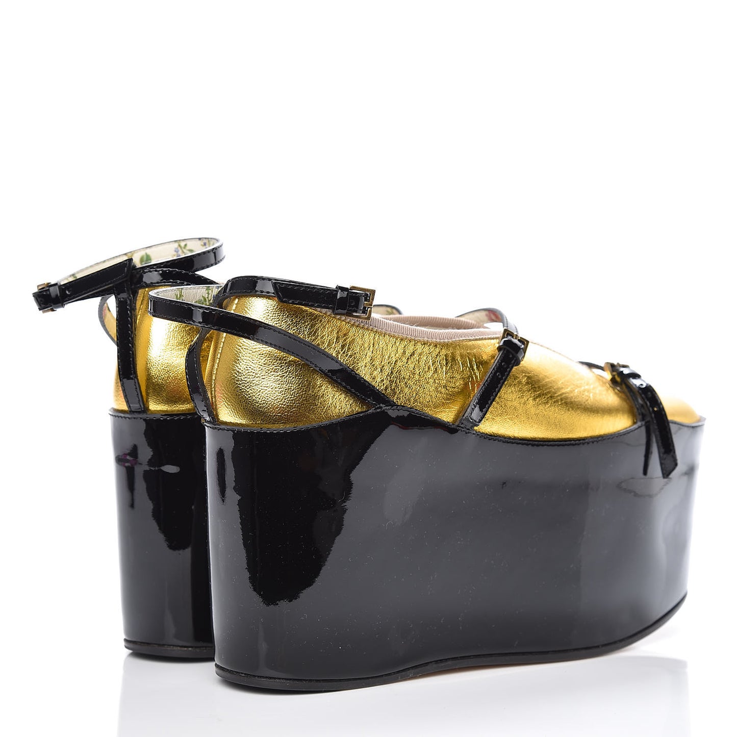 Metallic Nappa Patent Hannelore Detachable Platform Sandals 36.5 Gold Black