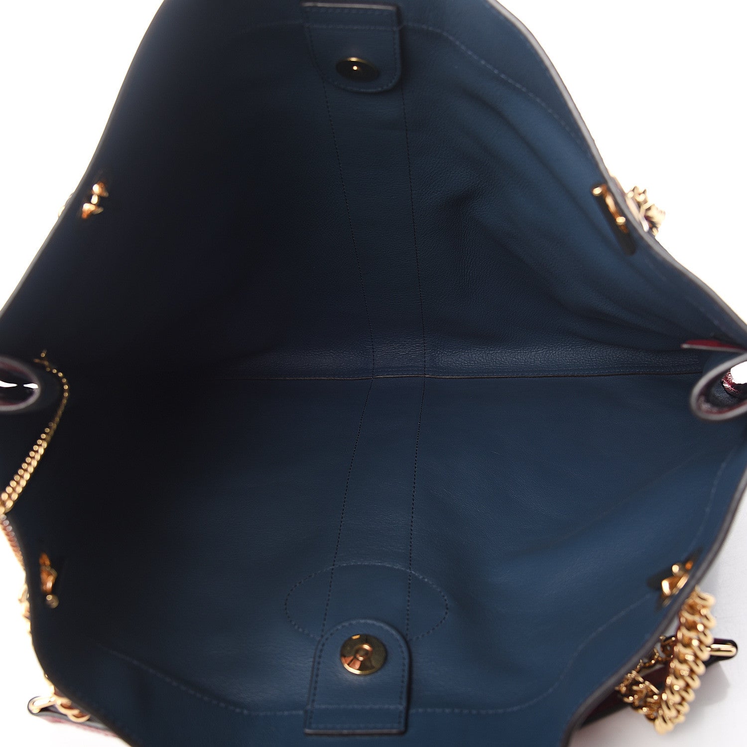Gucci Suede Calfskin Large Rajah Chain Tote New Blue Romantic Cherry 5 of 10