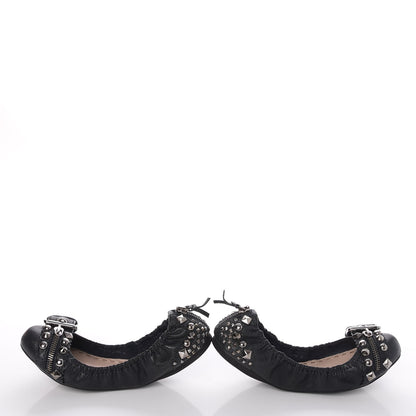 Miu Miu Goatskin Studded Buckle Ballet Flats 36 Denim 6 of 11