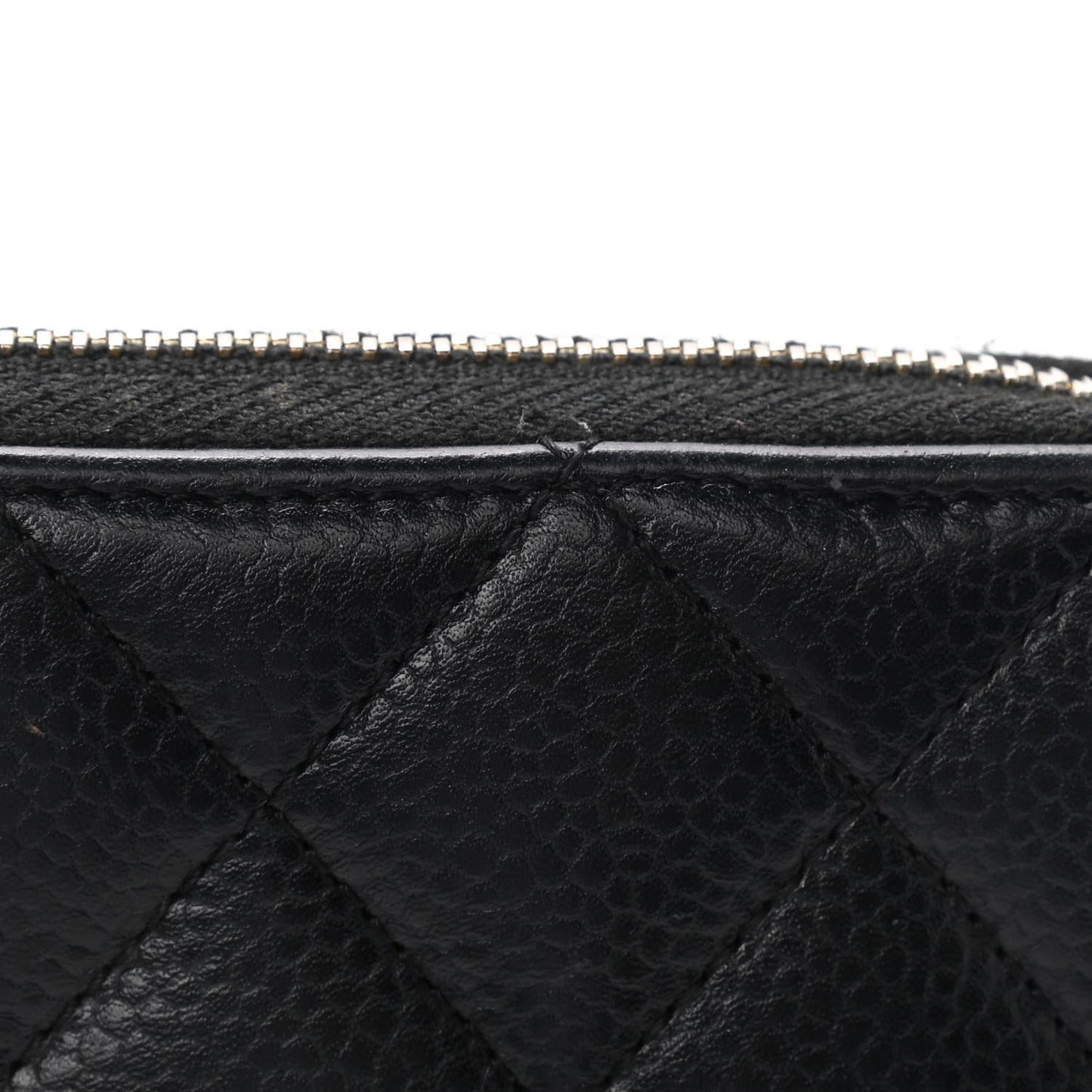 Caviar Quilted Medium Zip Around Wallet Black
