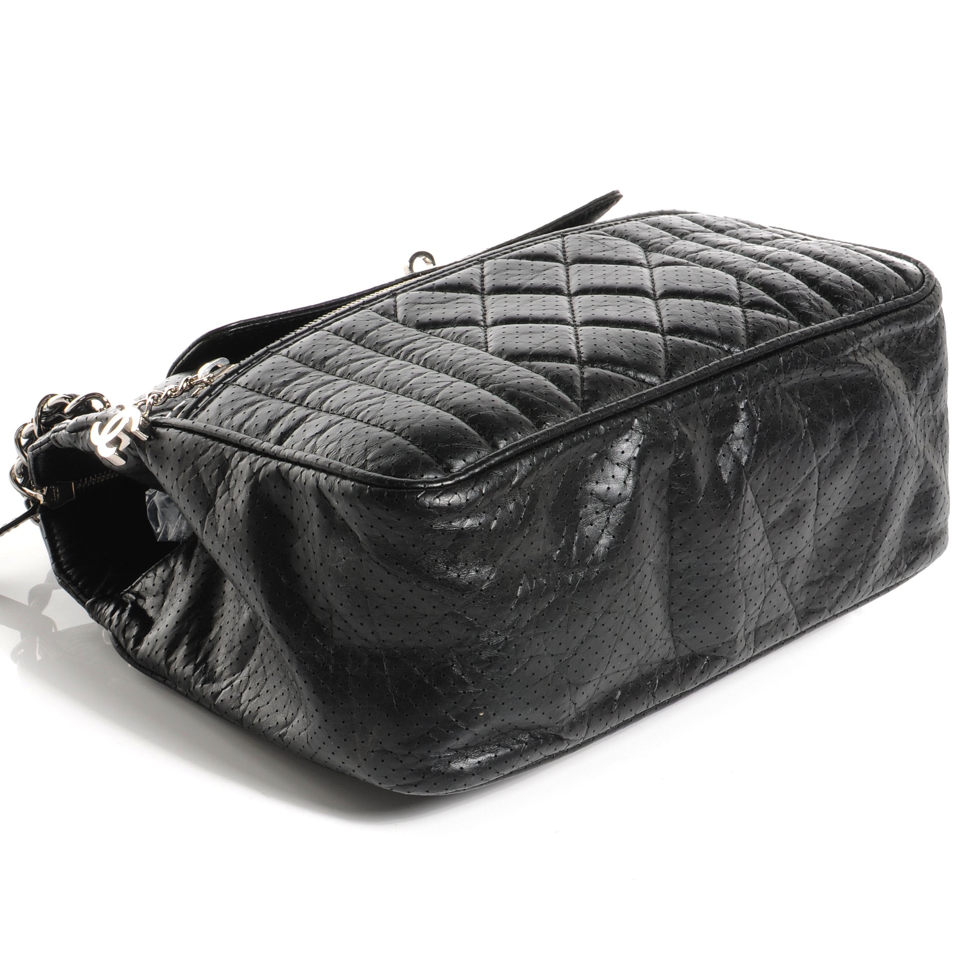 Chanel Aged Calfskin Perforated Tote Black 4 of 7