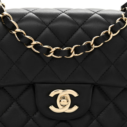 Chanel Lambskin Quilted Mini Rectangular Flap Black 7 of 10