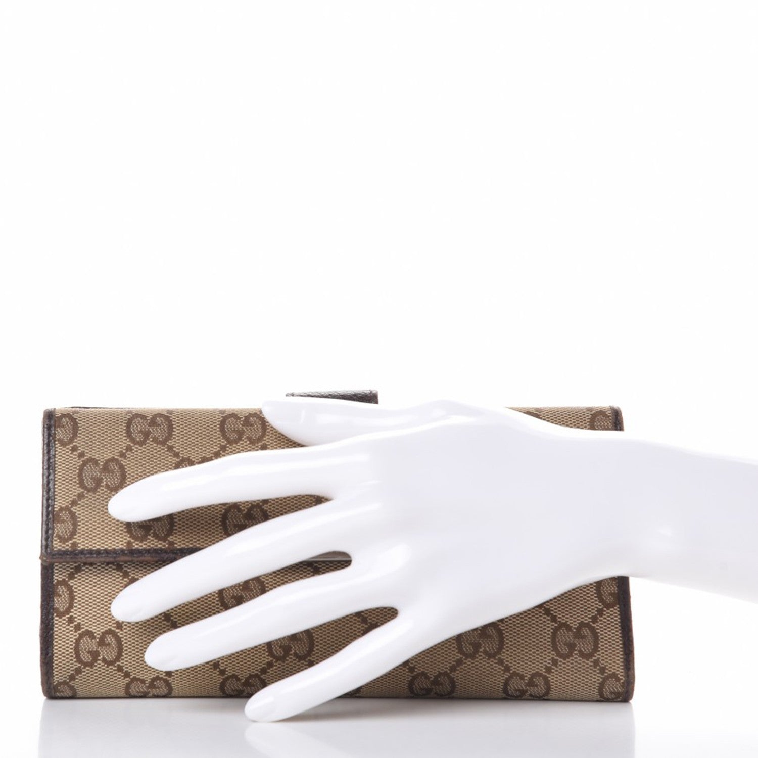 Gucci Monogram Metal Bar Continental Flap Wallet Beige Ebony Dark Brown 2 of 12