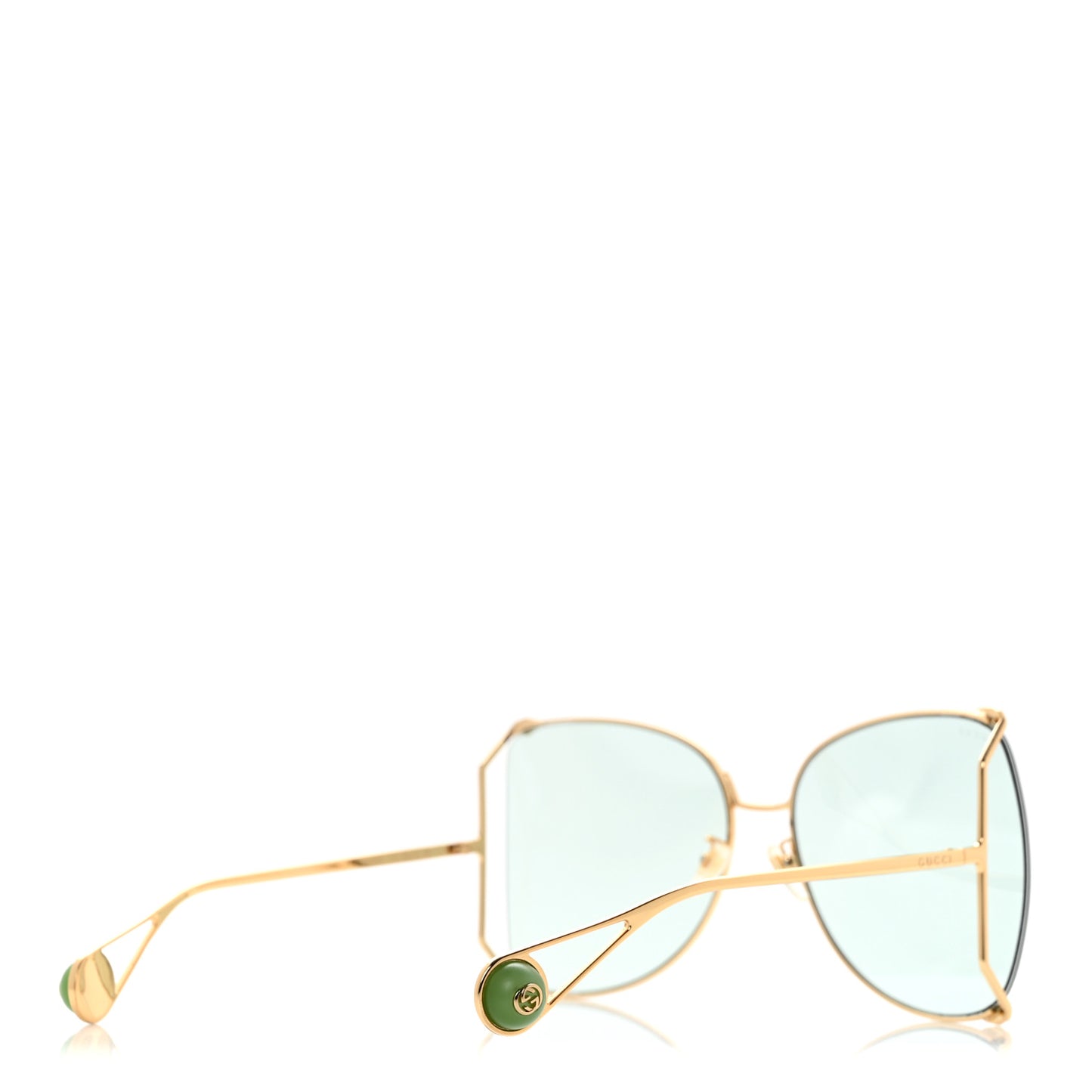 Oversized Round Sunglasses GG0252S Gold Green