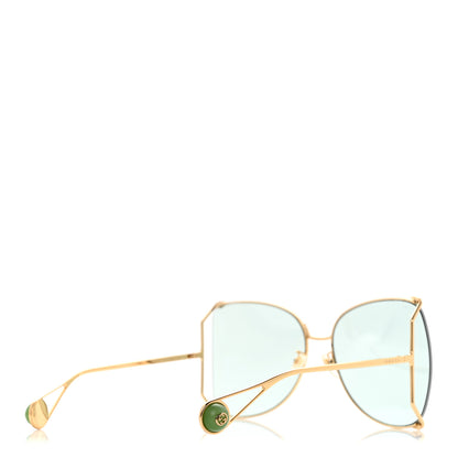 Gucci Oversized Round Sunglasses GG0252S Gold Green 4 of 9
