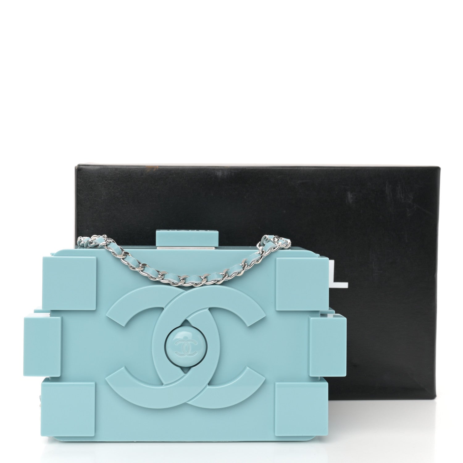 Chanel Plexiglass Boy Brick Lego Clutch Light Blue 12 of 12