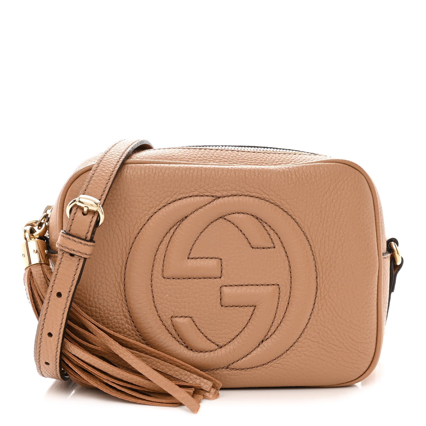 Pebbled Calfskin Small Soho Disco Bag Camelia